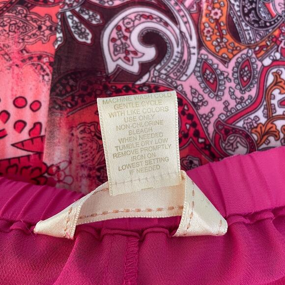 Y2K Midi Skirt Size XL Pink Red Boho Paisley Asymmetric Whimsical Fairy Feminine - Picture 12 of 15